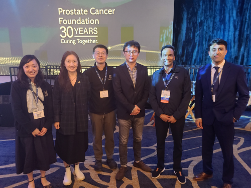 Dr. Jie Luo (3rd from right) with MCTP members Drs. Jien Tien, Yuanyuan Qiao, Lanbo Xiao, Arul Chinnaiyan, and Rohit Mehra. Several received awards at the 2023 Prostate Cancer Foundation Retreat. 